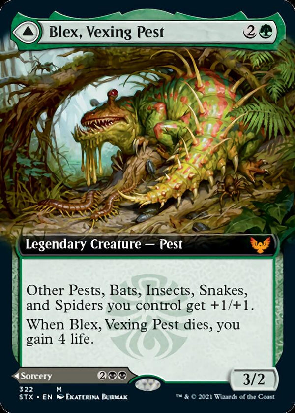 Blex, Vexing Pest // Search for Blex (Extended Art) [Strixhaven: School of Mages] - Magic: The Gathering