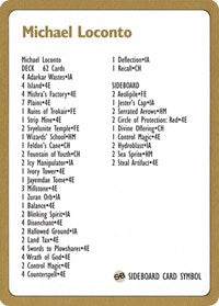 1996 Michael Loconto Decklist Card [World Championship Decks] - Magic: The Gathering