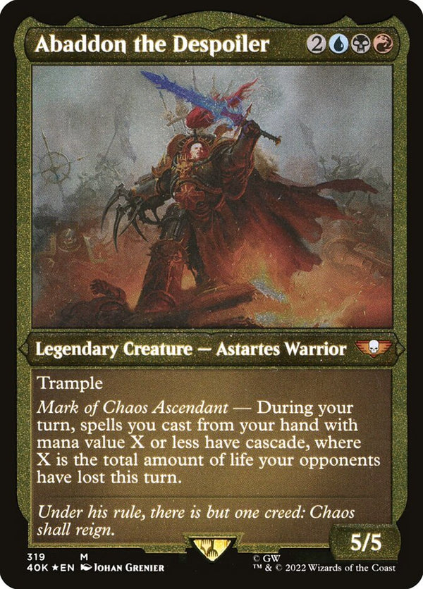 Abaddon the Despoiler (Display Commander) (Etched Foil) [Warhammer 40,000] - Magic: The Gathering