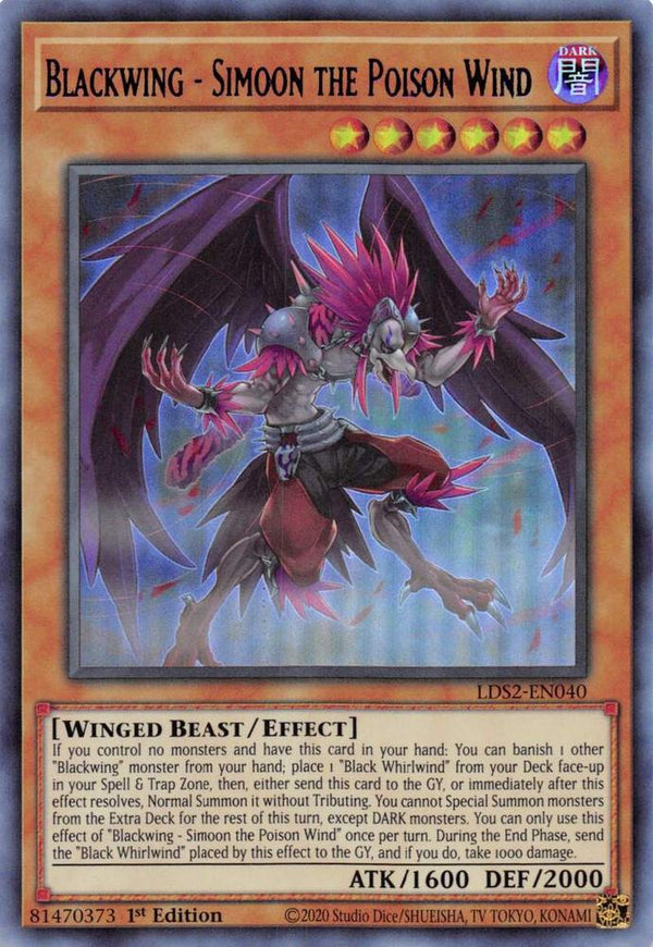 Blackwing - Simoon the Poison Wind (Purple) (LDS2-EN040) [Ultra Rare] - Yu-Gi-Oh!