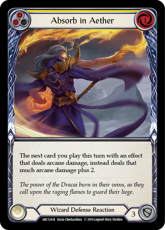 Absorb in Aether (Yellow) [ARC124-R] (Arcane Rising)  1st Edition Rainbow Foil - Flesh And Blood