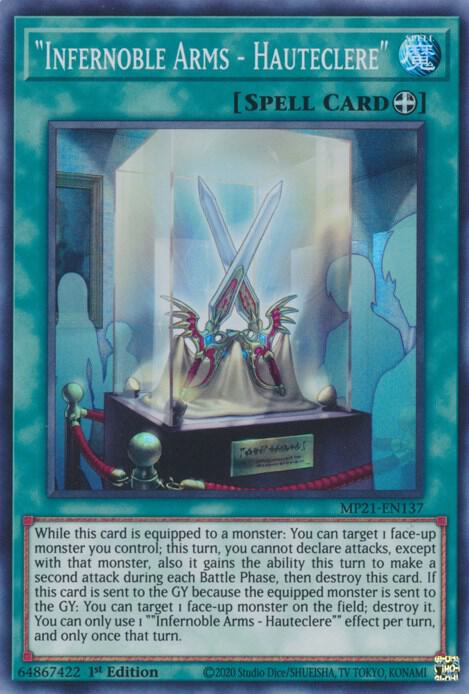 "Infernoble Arms - Hauteclere" (MP21-EN137) [Super Rare] - Yu-Gi-Oh!