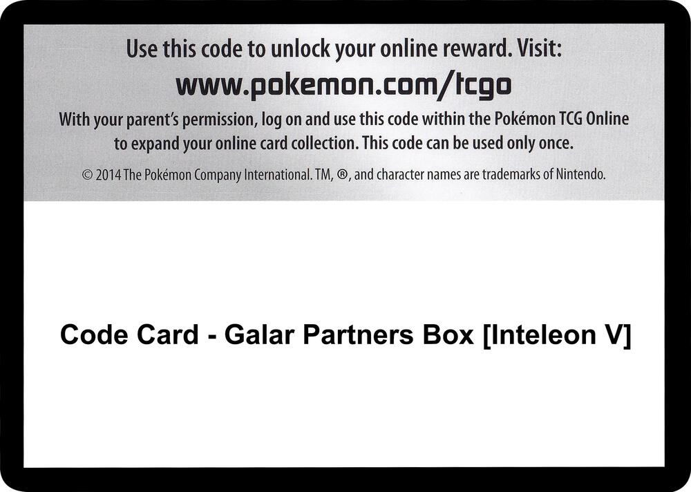 Code Card - Galar Partners Box [Inteleon V]