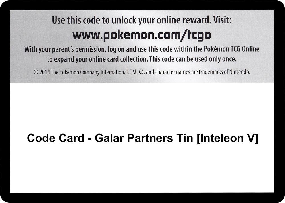 Code Card - Galar Partners Tin [Inteleon V]