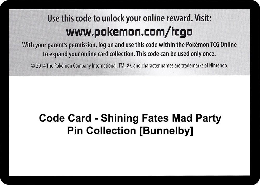 Code Card - Shining Fates Mad Party Pin Collection [Bunnelby]
