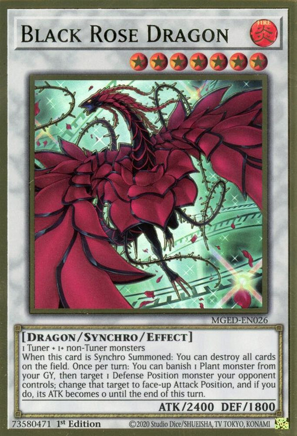 Black Rose Dragon (Alternate Art) (MGED-EN026) [Premium Gold Rare] - Yu-Gi-Oh!