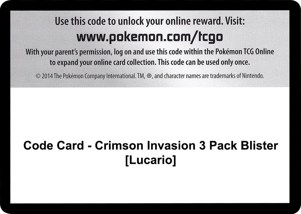 Code Card - Crimson Invasion 3 Pack Blister [Lucario]