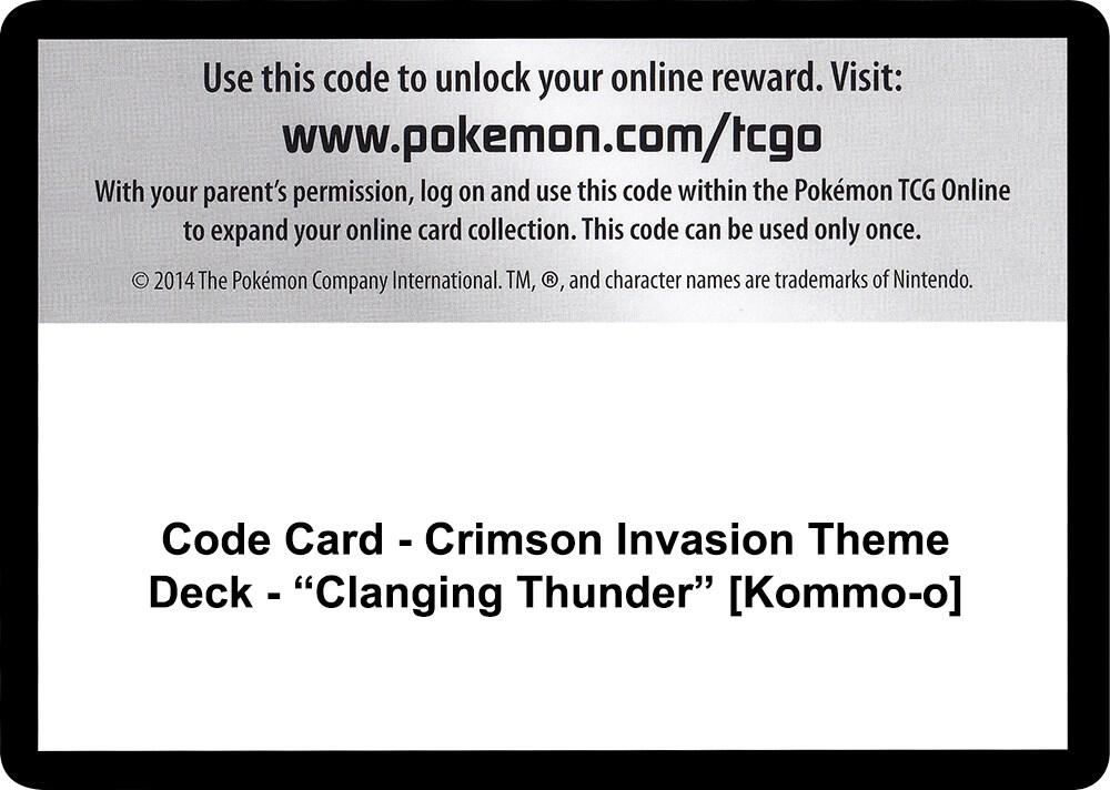 Code Card - Crimson Invasion Theme Deck - "Clanging Thunder" [Kommo-o]
