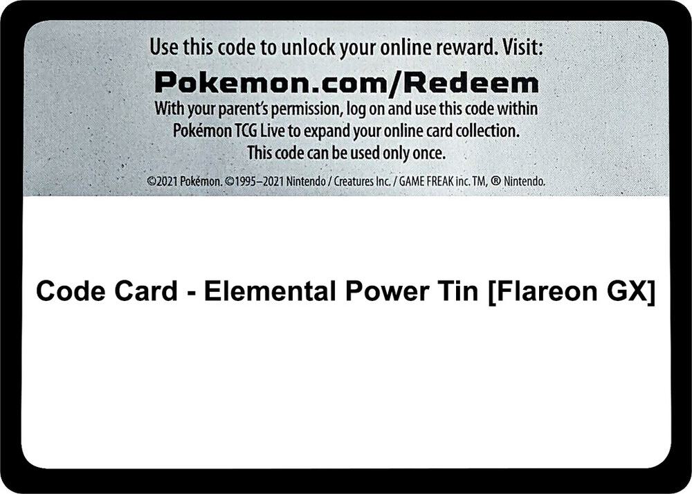 Code Card - Elemental Power Tin [Flareon GX]