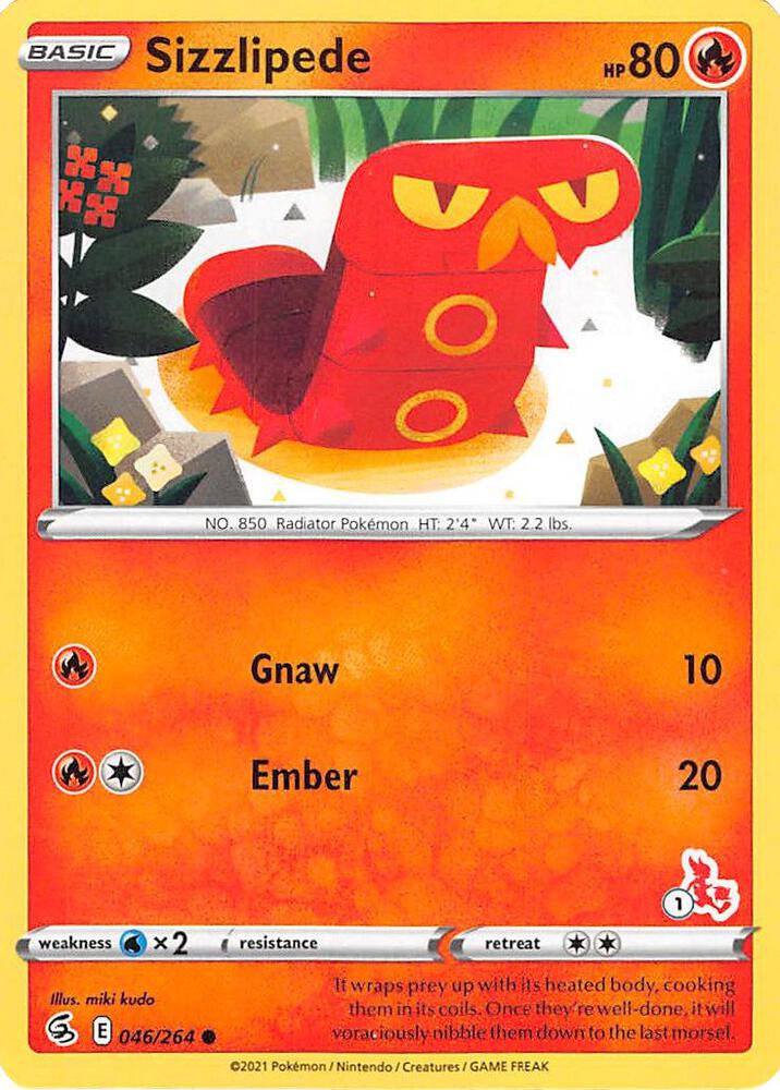 Sizzlipede - 046/264 (#1 Cinderace Stamped)