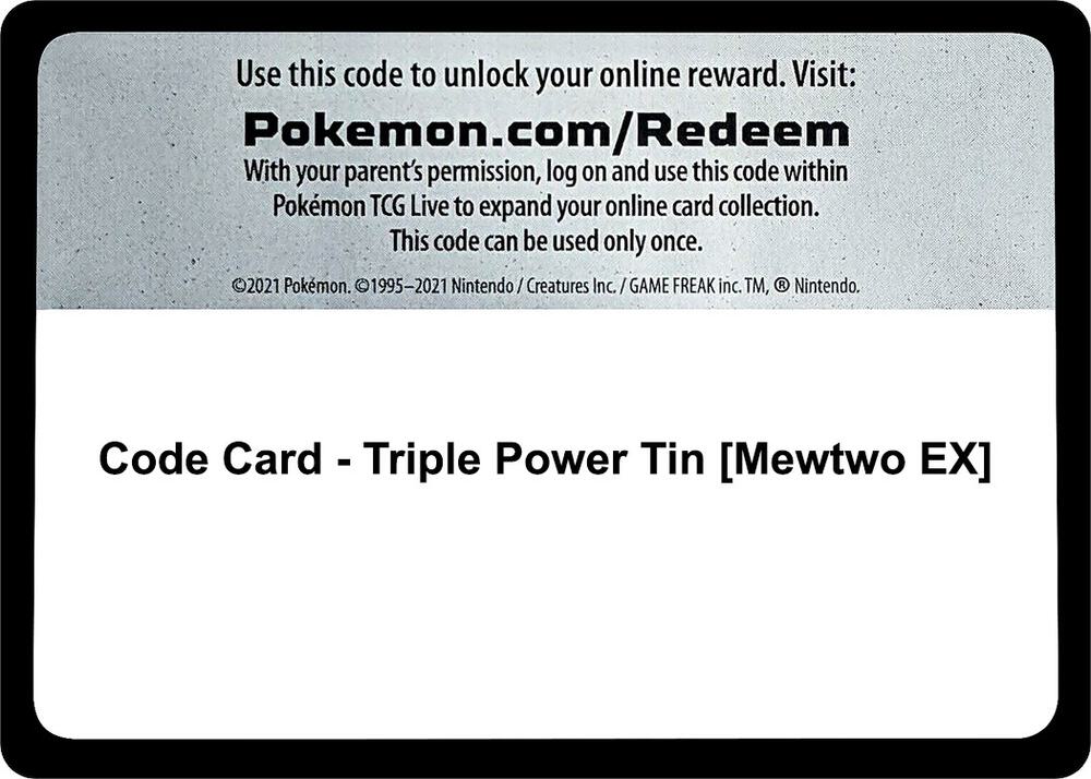 Code Card - Triple Power Tin [Mewtwo EX]
