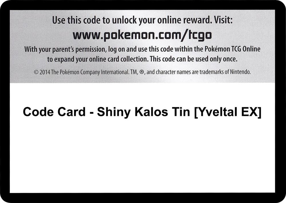 Code Card - Shiny Kalos Tin [Yveltal EX]