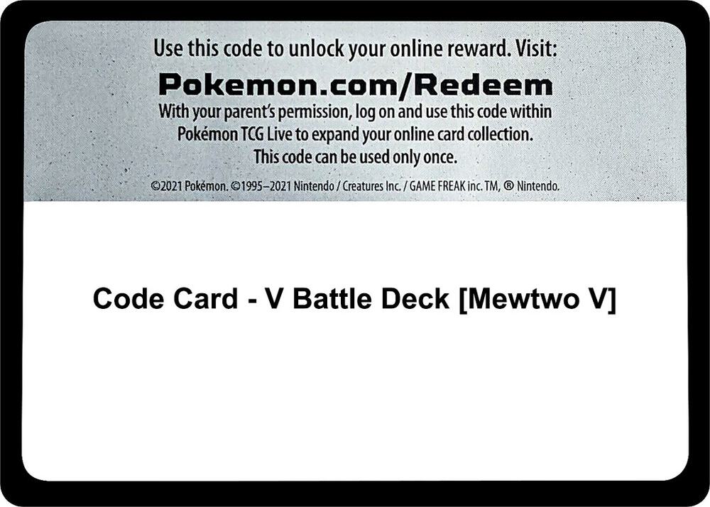 Code Card - V Battle Deck [Mewtwo V]
