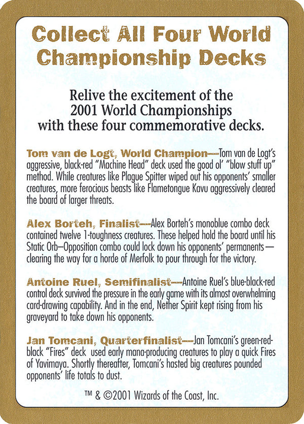 2001 World Championships Ad [World Championship Decks 2001] - Magic: The Gathering