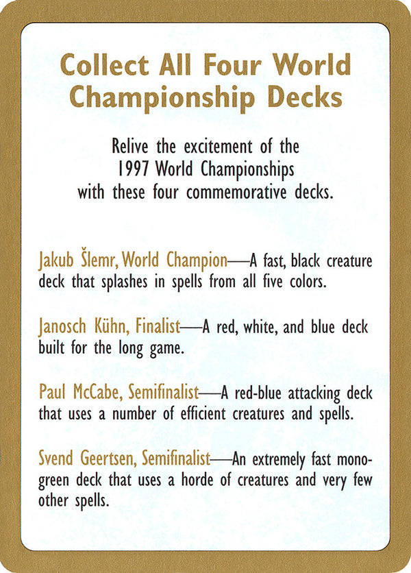 1997 World Championships Ad [World Championship Decks 1997] - Magic: The Gathering