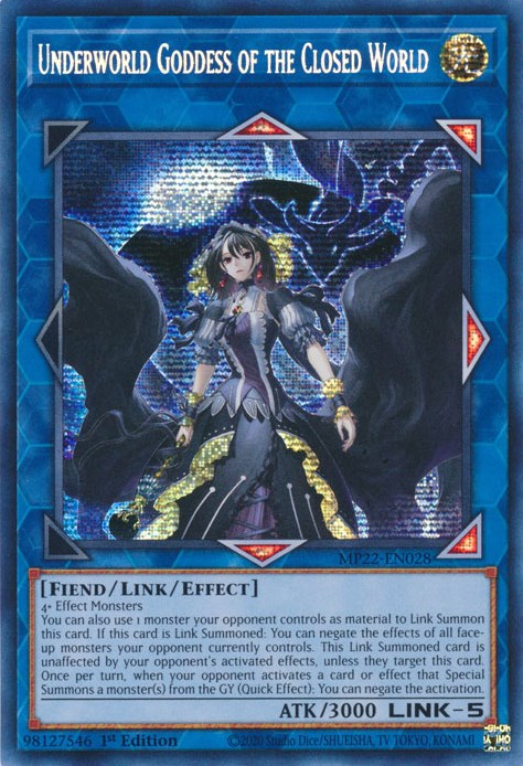 Underworld Goddess of the Closed World [MP22-EN028] Prismatic Secret Rare - Yu-Gi-Oh!