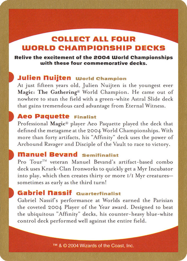 2004 World Championships Ad [World Championship Decks 2004] - Magic: The Gathering