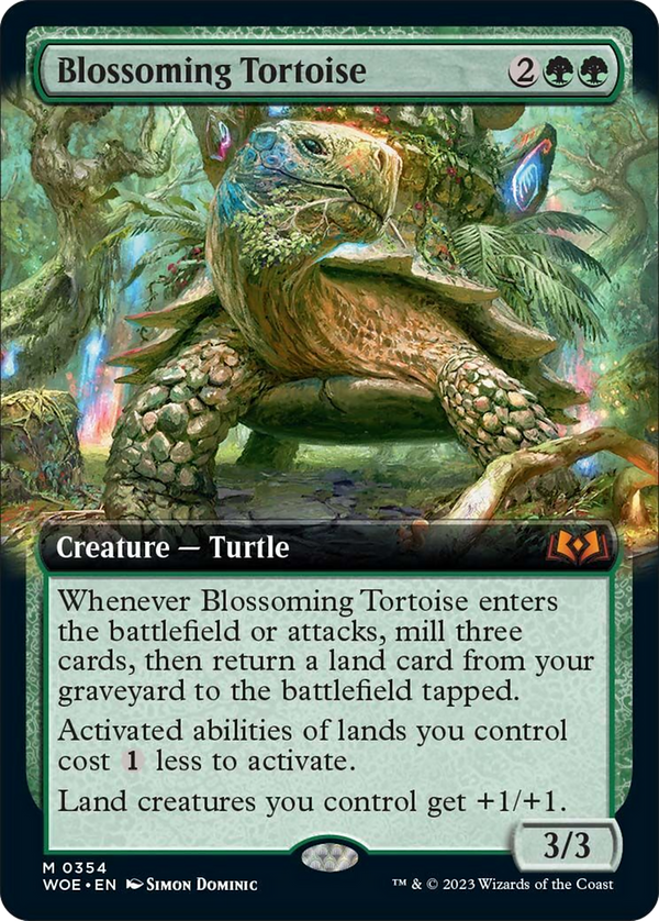 Blossoming Tortoise (Extended Art) [Wilds of Eldraine] - Magic: The Gathering