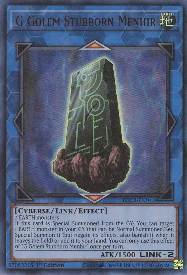 G Golem Stubborn Menhir (BLCR-EN043) [Ultra Rare] - Yu-Gi-Oh!