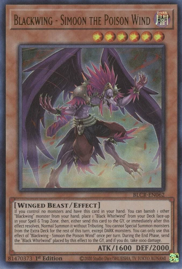 Blackwing - Simoon the Poison Wind (BLCR-EN062) [Ultra Rare] - Yu-Gi-Oh!