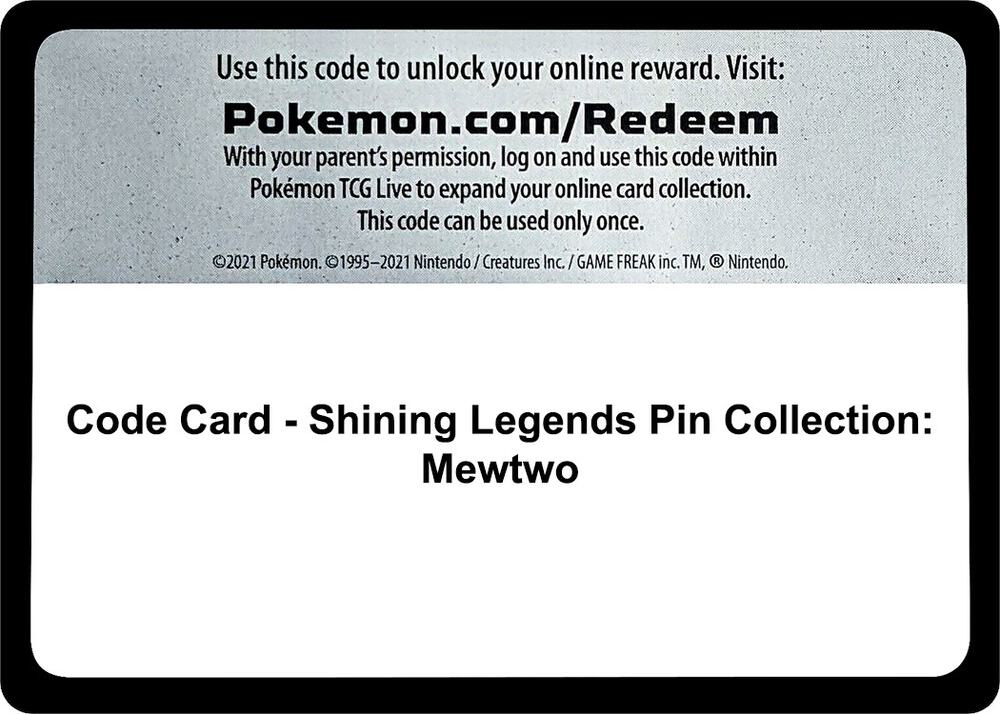 Code Card - Shining Legends Pin Collection: Mewtwo