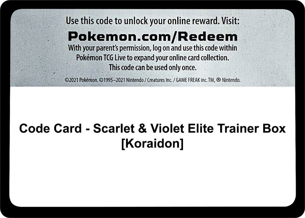 Code Card - Scarlet & Violet Elite Trainer Box [Koraidon]