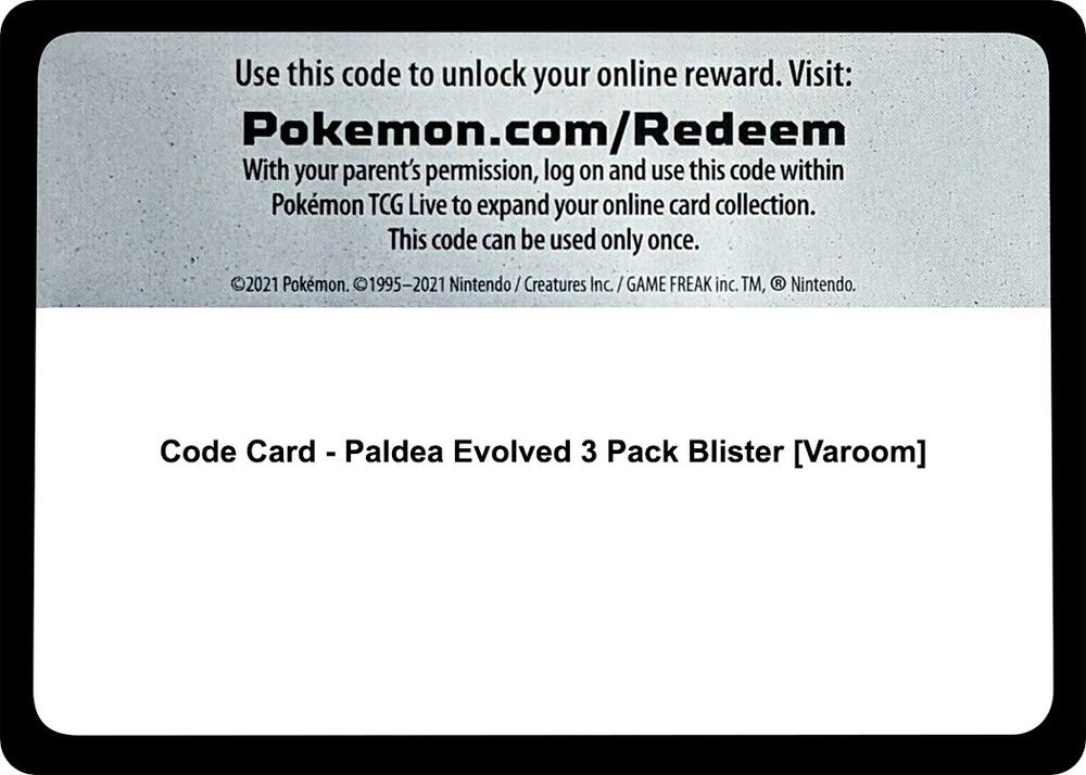 Code Card - Paldea Evolved 3 Pack Blister [Varoom]