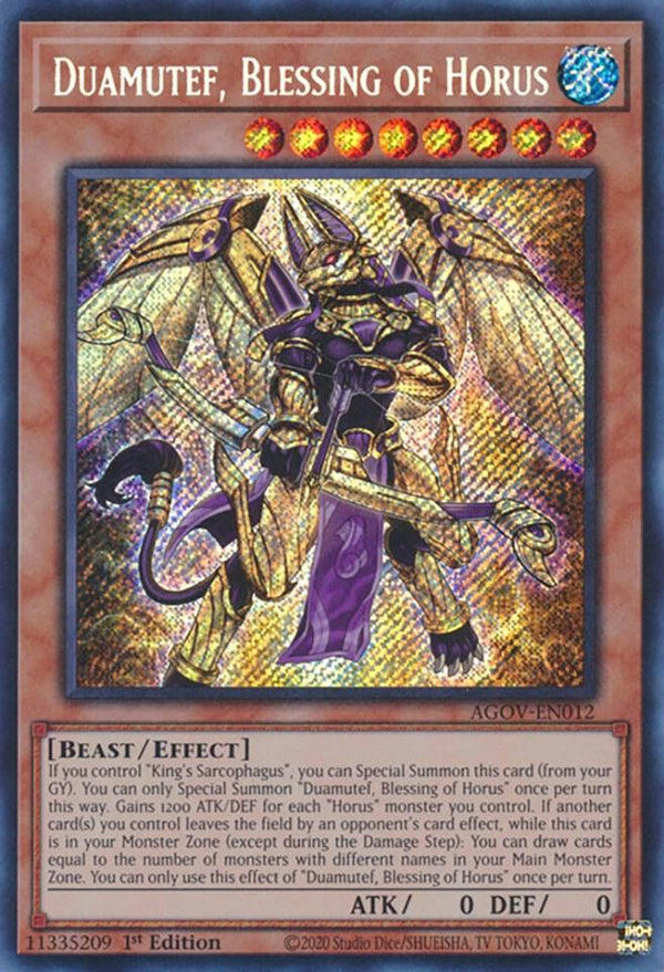 Duamutef, Blessing of Horus (AGOV-EN012) [Secret Rare] - Yu-Gi-Oh!