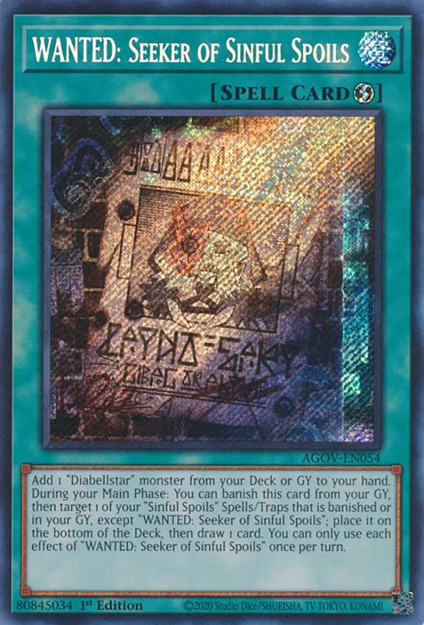 WANTED: Seeker of Sinful Spoils (AGOV-EN054) [Secret Rare] - Yu-Gi-Oh!