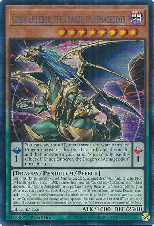 Chaos Emperor, the Dragon of Armageddon (Silver) (BLC1-EN026) [Ultra Rare] - Yu-Gi-Oh!
