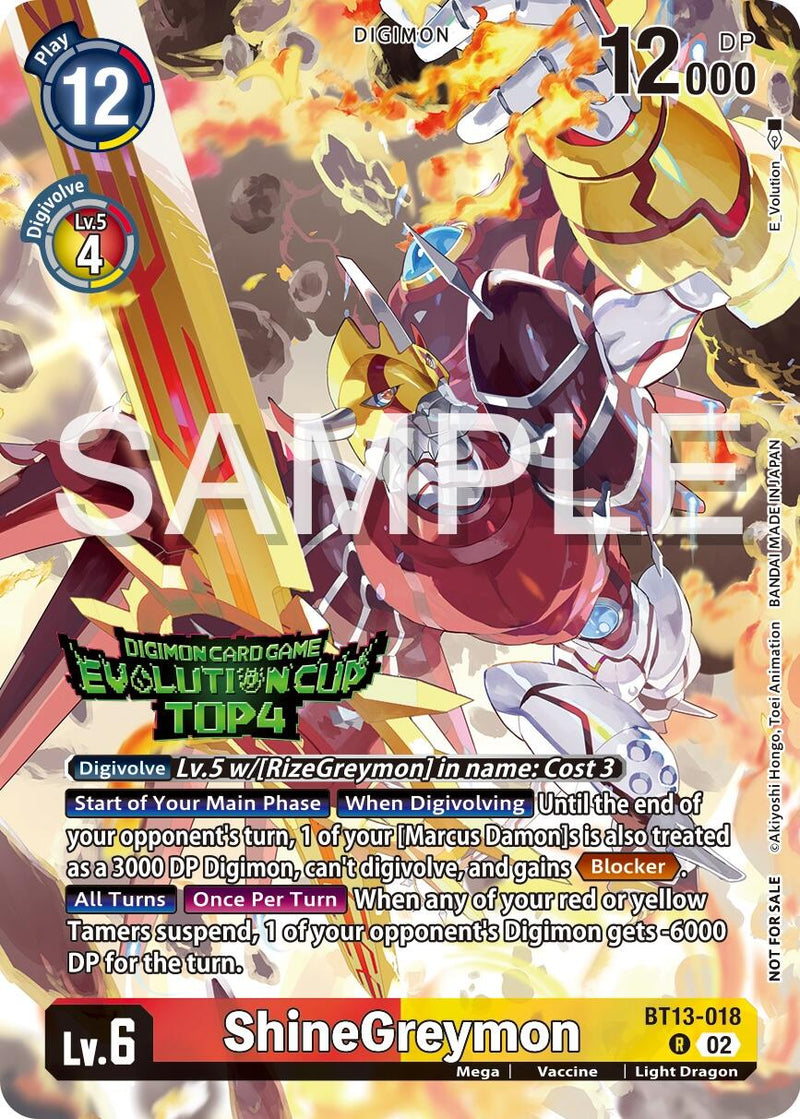 ShineGreymon [BT13-018] (2024 Evolution Cup Top 4) [Versus Royal Knigh