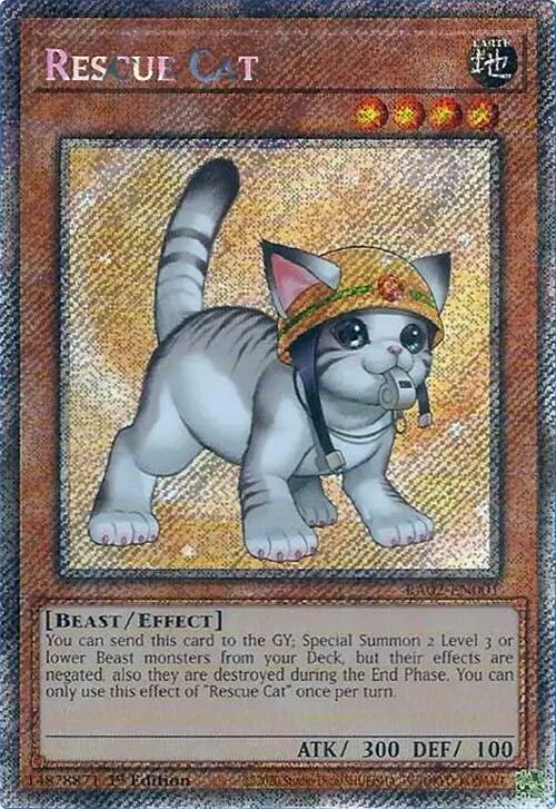 Rescue Cat (Alternate Art) (Platinum Secret Rare) (RA02-EN001) - Yu-Gi-Oh!