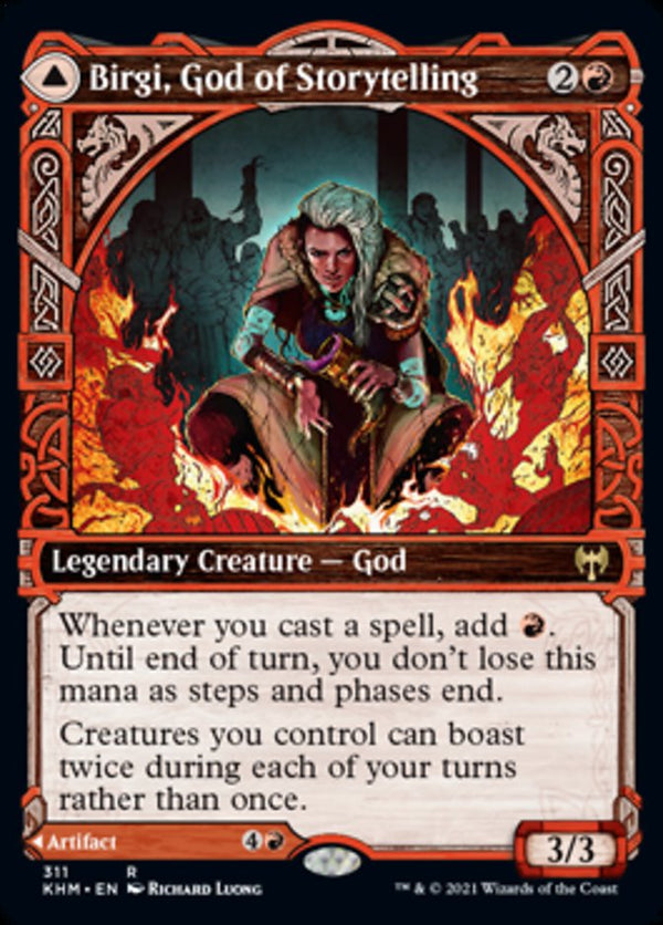 Birgi, God of Storytelling // Harnfel, Horn of Bounty (Showcase) [Kaldheim] - Magic: The Gathering
