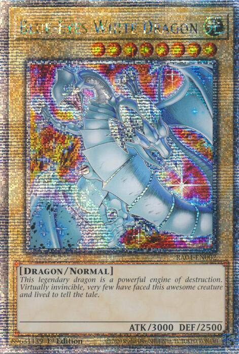 Blue-Eyes White Dragon (New Art) (Quarter Century Secret Rare) (RA04-EN002) - Yu-Gi-Oh!