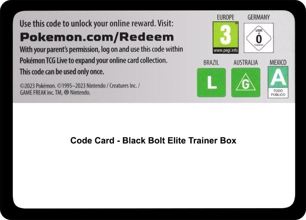 Code Card - Black Bolt Elite Trainer Box