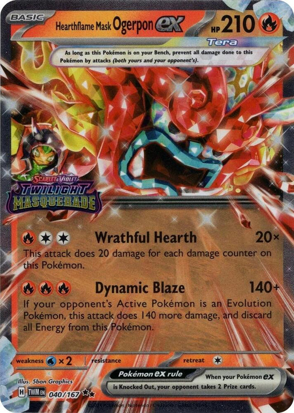 Hearthflame Mask Ogerpon ex (Twilight Masquerade Stamp) - Pokémon