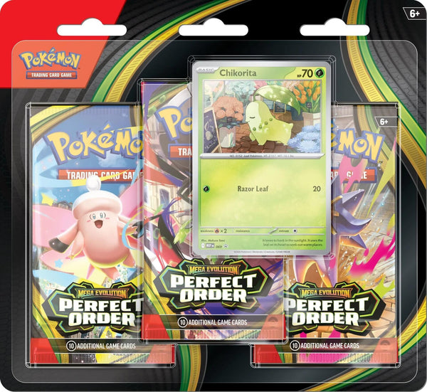 Mega Evolution: Perfect Order - 3 Pack Blister (Chikorita) - Pokémon