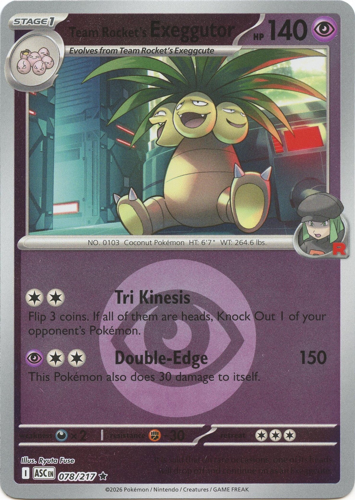 Team Rocket's exeggutor (078/217) (Energy Symbol Pattern) [Mega Evolution: Ascended Heroes]