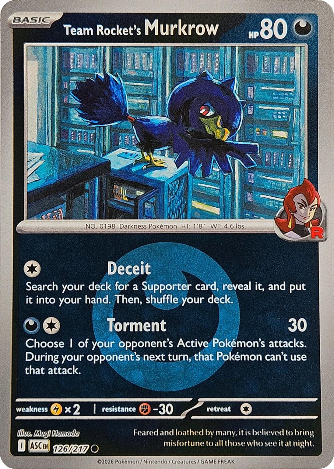 Team Rocket's Murkrow (126/217) (Energy Symbol Pattern) [Mega Evolution: Ascended Heroes]