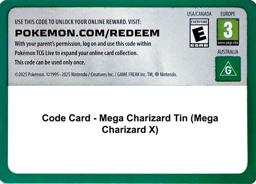 Code Card - Mega Charizard Tin (Mega Charizard X)