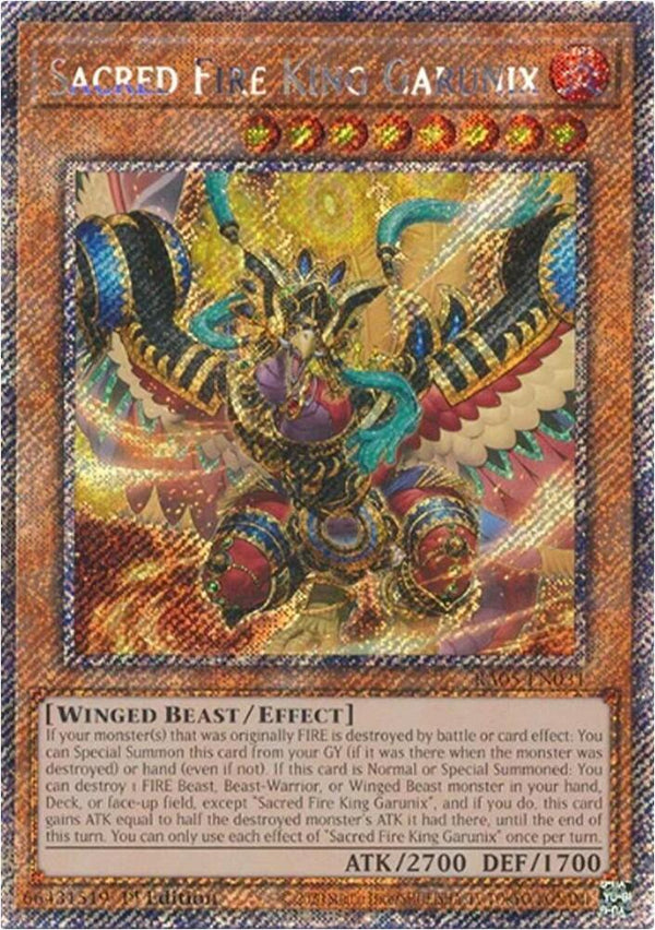 Sacred Fire King Garunix (Platinum Secret Rare) (RA05-EN031) - Yu-Gi-Oh!