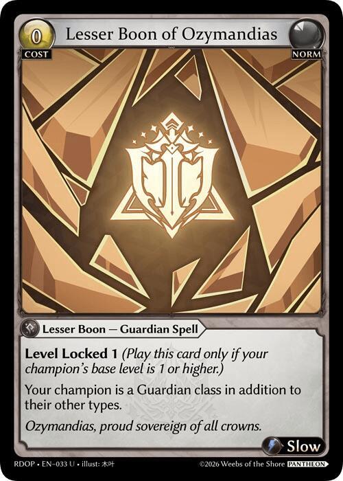 Lesser Boon of Ozymandias