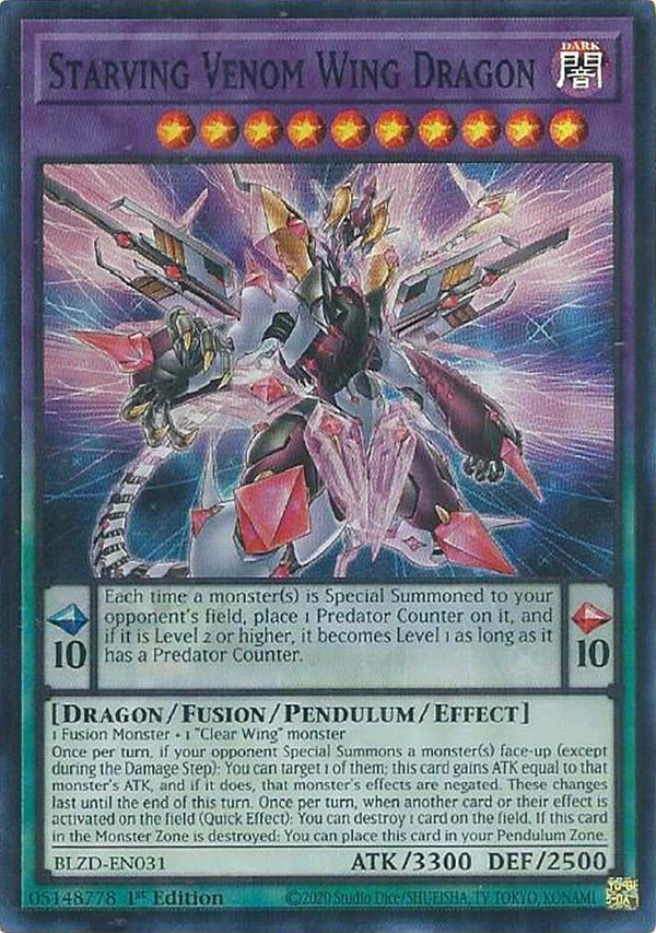 Starving Venom Wing Dragon [BLZD-EN031] Super Rare - Yu-Gi-Oh!