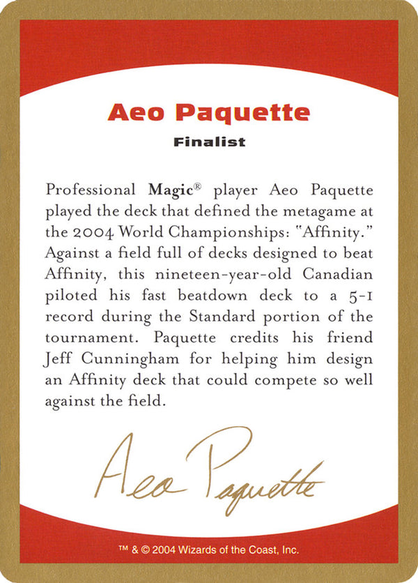 Aeo Paquette Bio [World Championship Decks 2004] - Magic: The Gathering