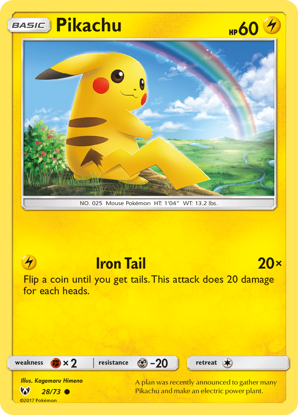 Pikachu (28/73) (Cosmos Holo) [Sun & Moon: Shining Legends] - Pokémon