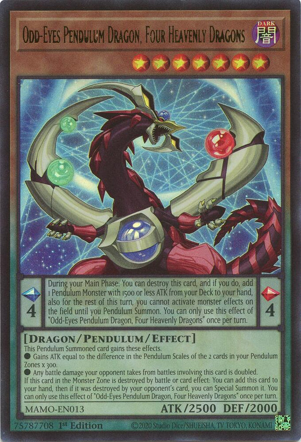 Odd-Eyes Pendulum Dragon, Four Heavenly Dragons (MAMO-EN013) [Ultra Rare] - Yu-Gi-Oh!