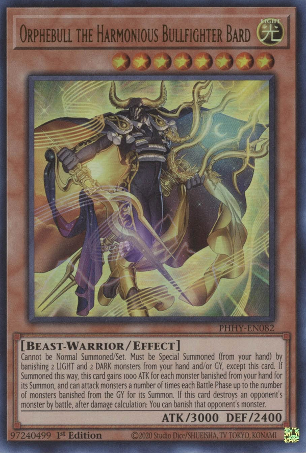 Orphebull the Harmonious Bullfighter Bard [PHHY-EN082] Ultra Rare - Yu-Gi-Oh!