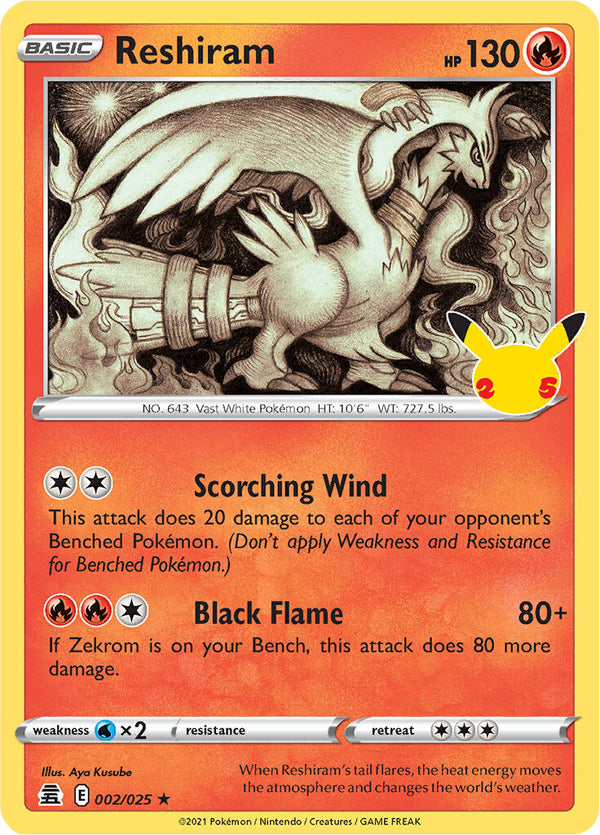 Reshiram (002/025) [Celebrations: 25th Anniversary] - Pokémon
