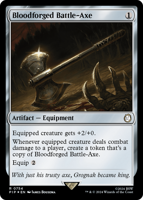 Bloodforged Battle-Axe (Surge Foil) [Fallout] - Magic: The Gathering