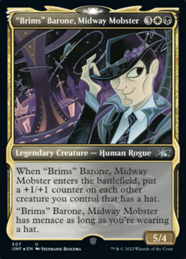 "Brims" Barone, Midway Mobster (Showcase) (Galaxy Foil) [Unfinity] - Magic: The Gathering